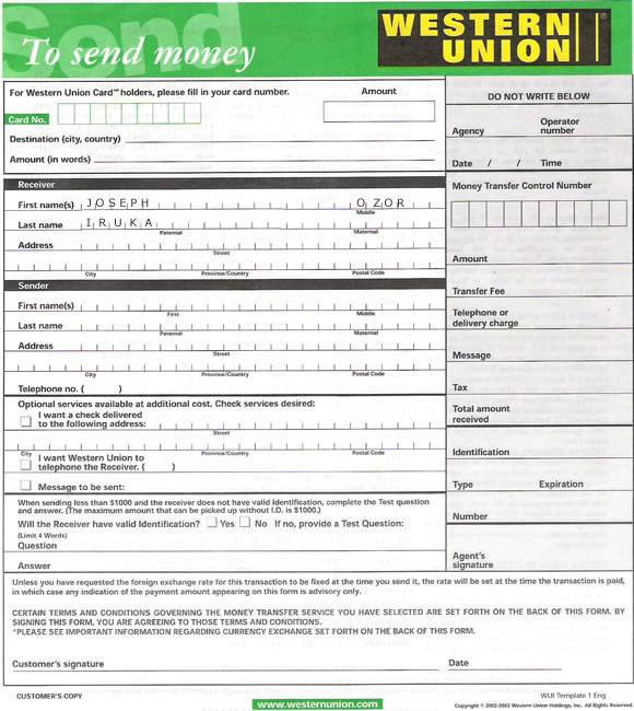 Western Union Money Transfer To Russia