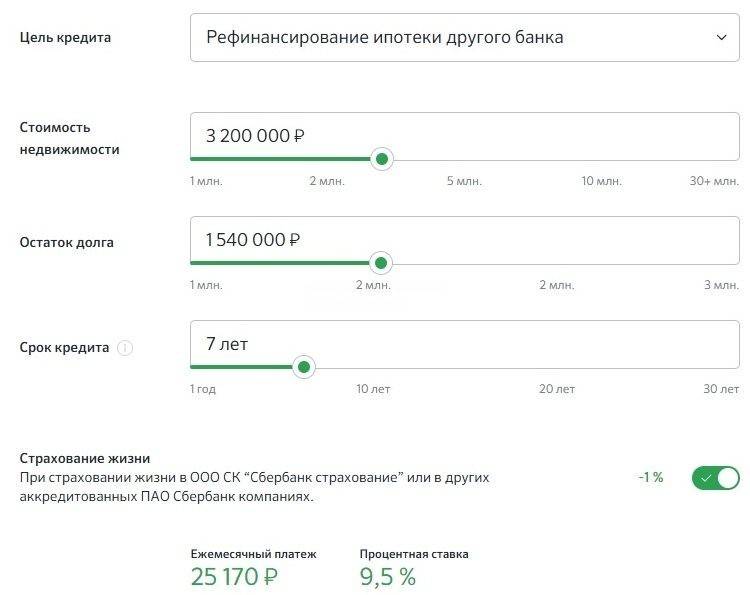Калькулятор рефинансирования кредита в сбербанке россии — рассчитать перекредитование онлайн