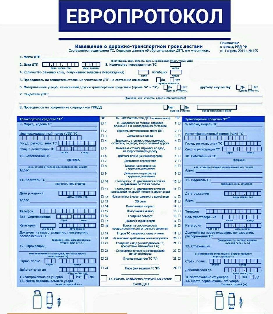 Как оформить европротокол при дтп в 2022 году