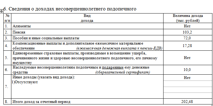 Как правильно заполнить отчет опекуна образец заполнения