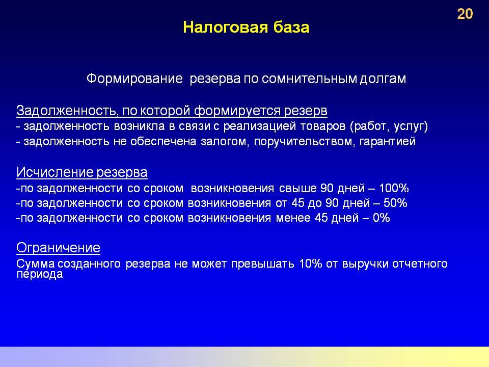 Справка расчет резерва по сомнительным долгам образец