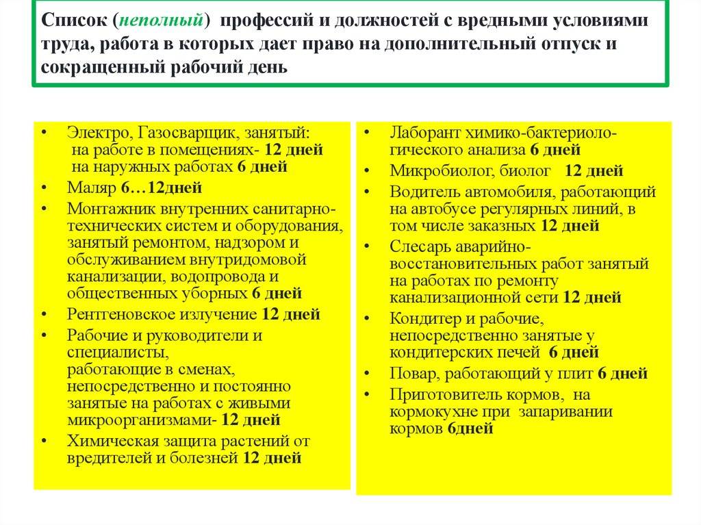 Список «вредных» работ - охрана труда в беларуси