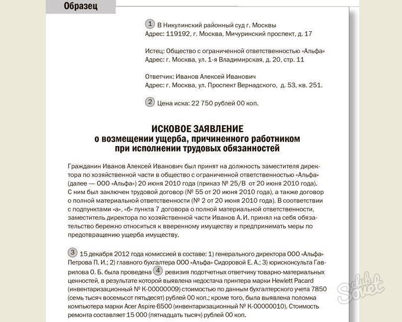 Образцы исков о возмещении морального вреда