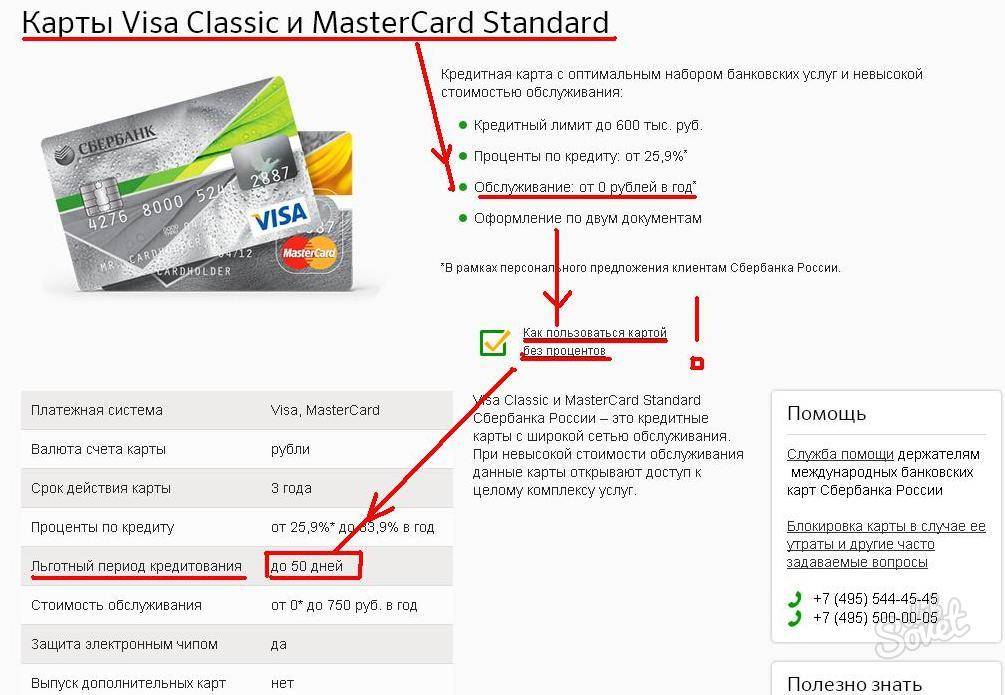 Классическая кредитная карта сбербанка: условия