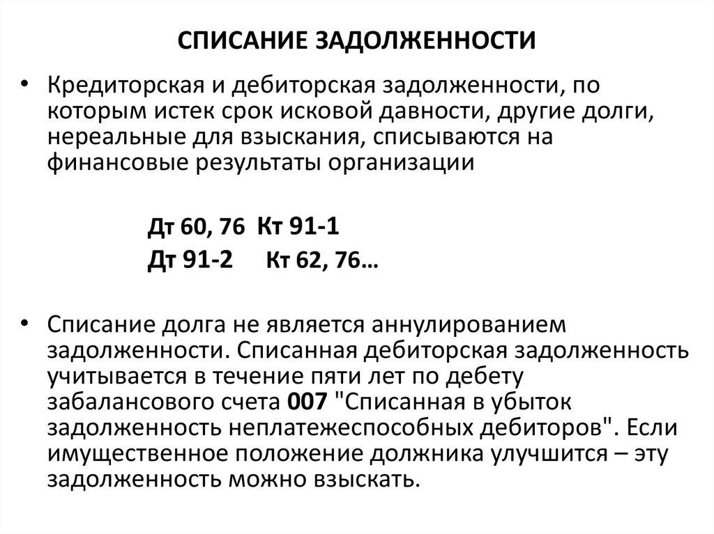 Образец приказа на списание дебиторской задолженности с истекшим сроком исковой давности