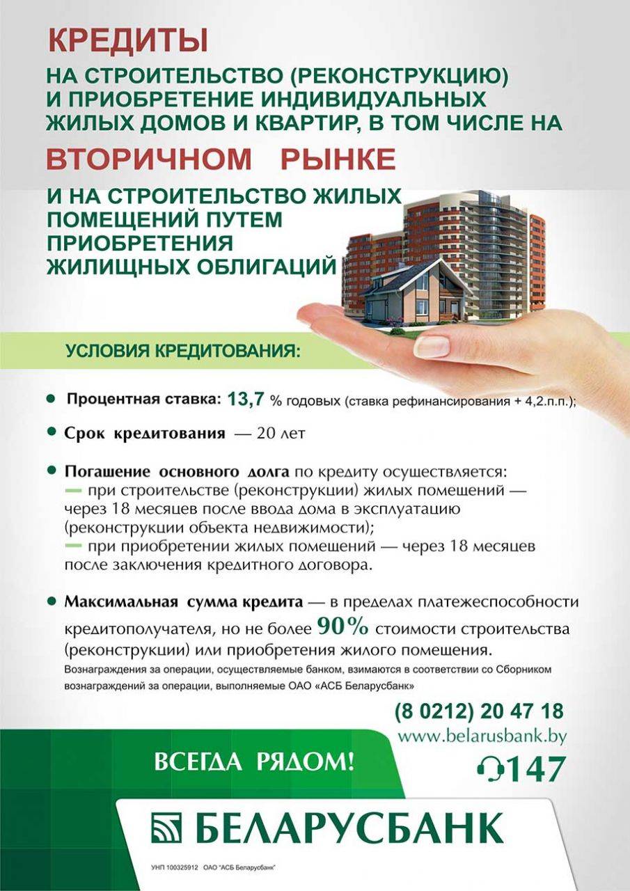 Кредит на покупку жилья в беларусбанке на 2022 год - калькулятор и проценты