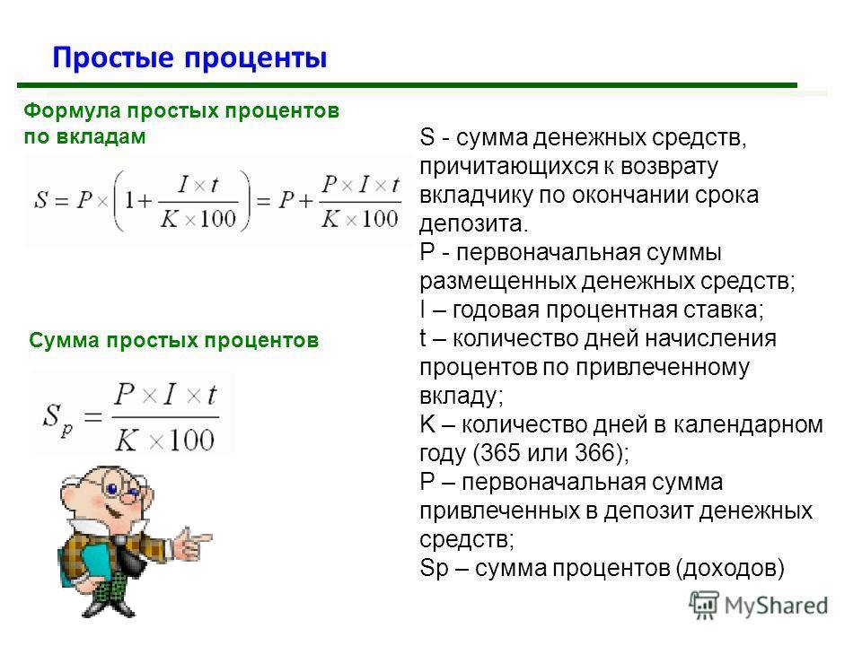 Депозит рассчитывается по схеме простых процентов с годовой ставкой 20 за какое время первоначальная