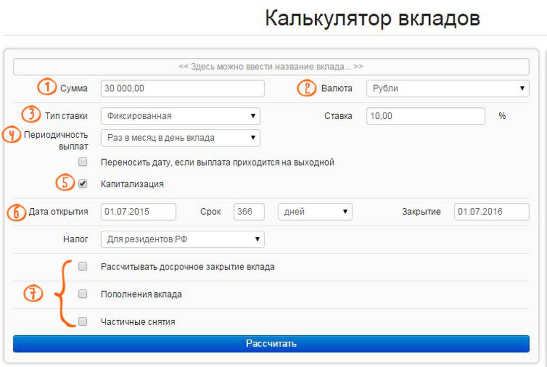 Депозитные калькуляторы банков