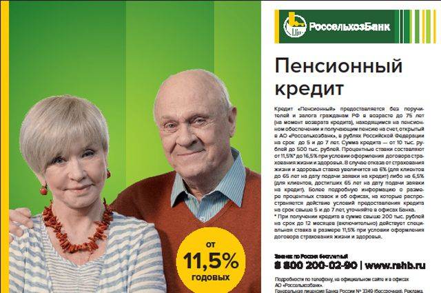 Кредит пенсионерам в россельхозбанке без поручителей, условия кредитования