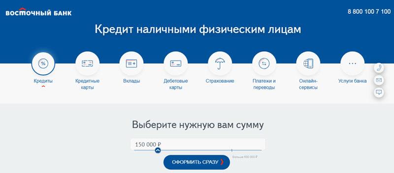 Восточный банк кредит на карту: онлайн-заявка