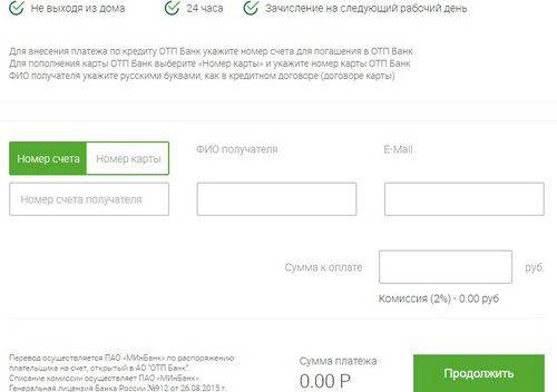 Перевод с карты отп банка: на другую карту, на сбербанк, на счет, без комиссии | bankscons.ru