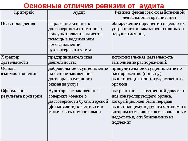 В плане ревизии в отличие от программы есть