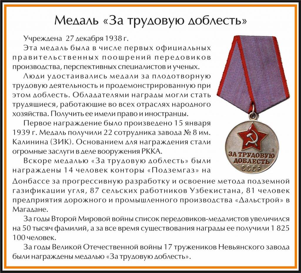 Ордена и медали трудовой доблести