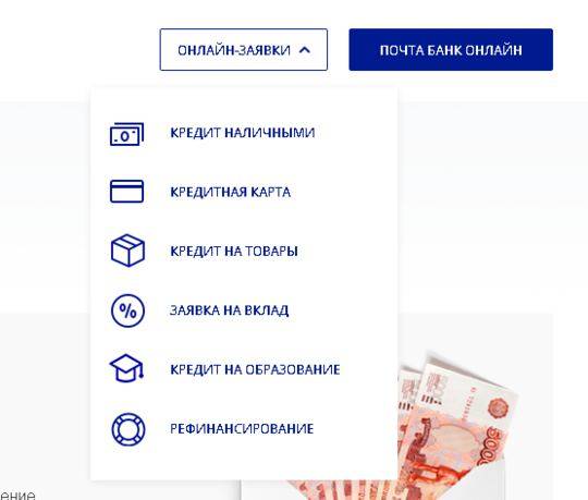 Почта банк кредит наличными – онлайн-заявка