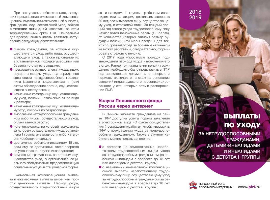 Компенсации по уходу за инвалидами: какие выплаты положены лицам, осуществляющим уход за нетрудоспособными гражданами