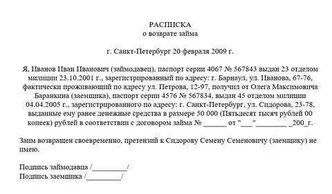 Имеет ли юридическую силу расписка, написанная от руки - мирзоев игорь сергеевич