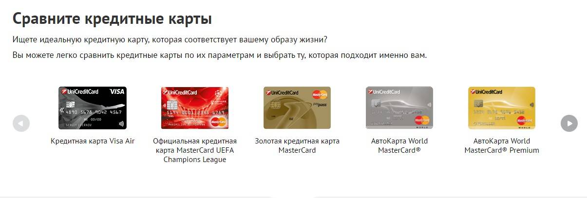 Юникредит кредитная карта - какую выбрать, как оформить, тарифы и условия использования