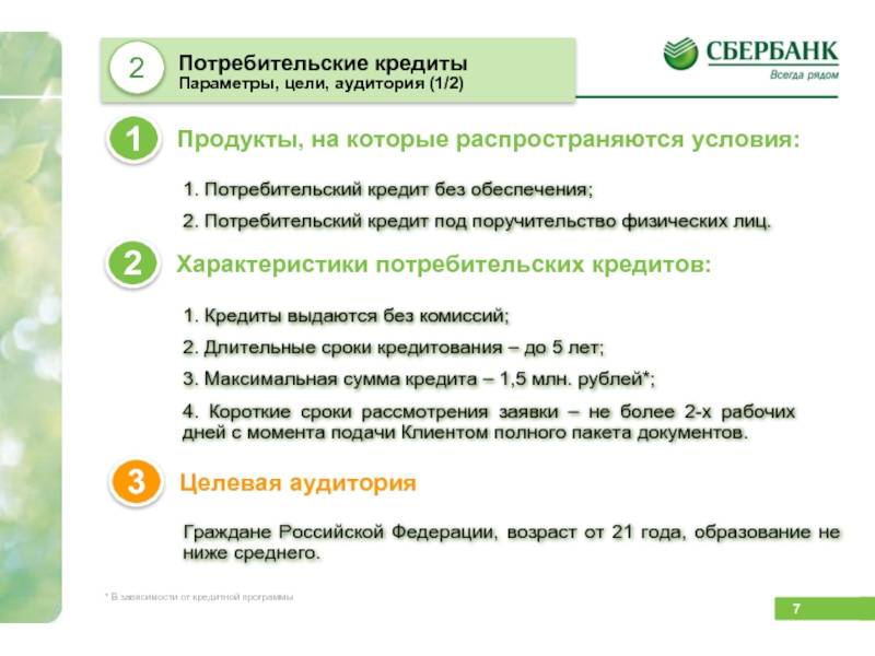 Кредит в сбербанке россии без поручителей, условия кредитования
