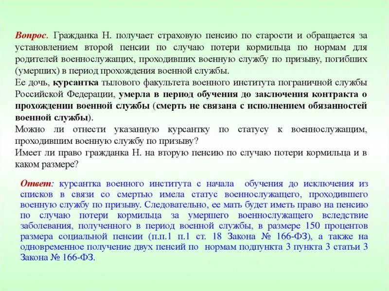 Пенсия родителям погибшего военнослужащего