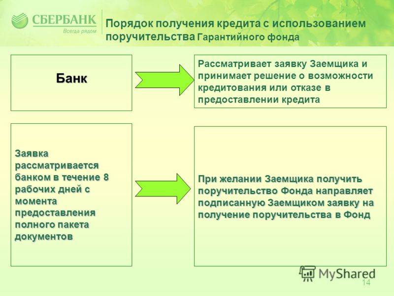 Сколько банк рассматривает заявку. Порядок получения кредита. Порядок получения займа. Поручительство схема по кредиту. Поручительство гарантийного фонда.