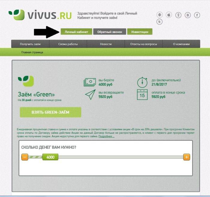 Вивус: вход в личный кабинет на vivus.ru
