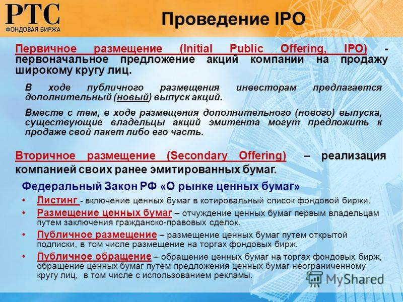 Первичное публичное размещение акций (ipo)